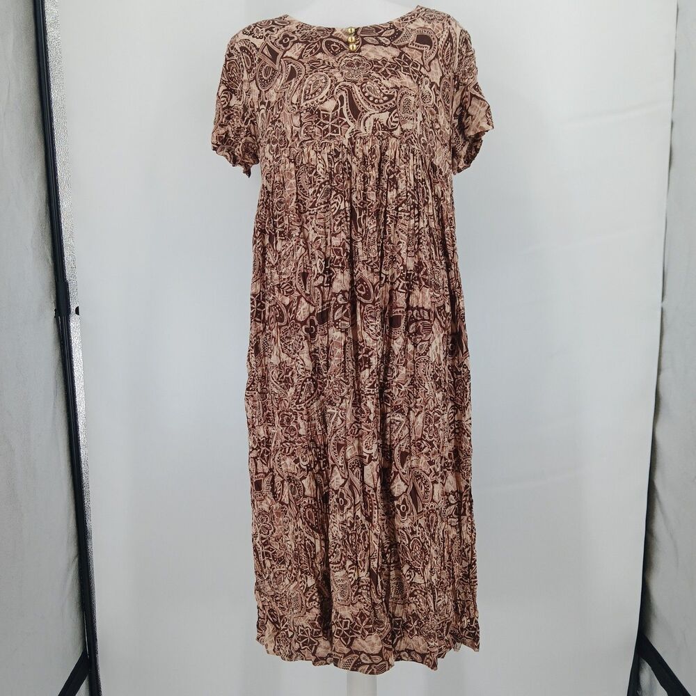 womans Vintage Caroline Wells Collection Maternity Brown Floral Dress Size 12